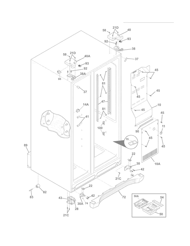 Cabinet Diagram and Parts List for EW23CS85KS1  Electrolux Refrigerator