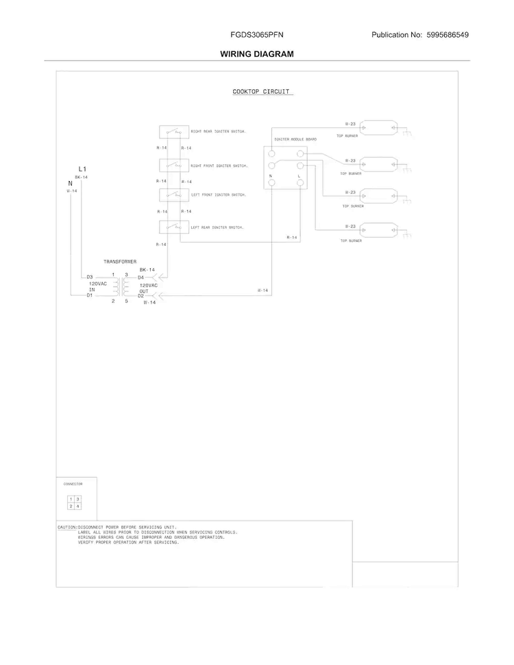 Wiring Diagram Diagram and Parts List for FGDS3065PFN  Frigidaire Range