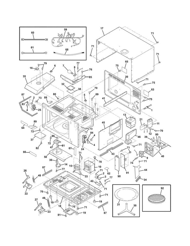 Microwave Diagram and Parts List for EW27MC65JS3  Electrolux Microwave Oven Combo