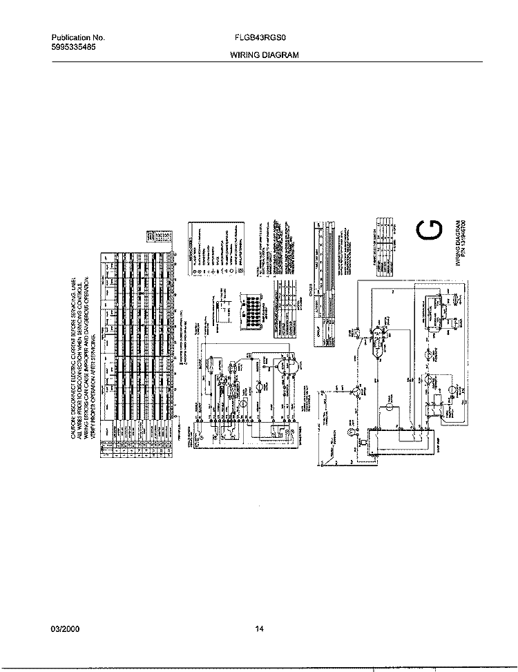 WIRING DIAGRAM Diagram and Parts List for FLGB43RGS0  Frigidaire Washer Dryer Combo