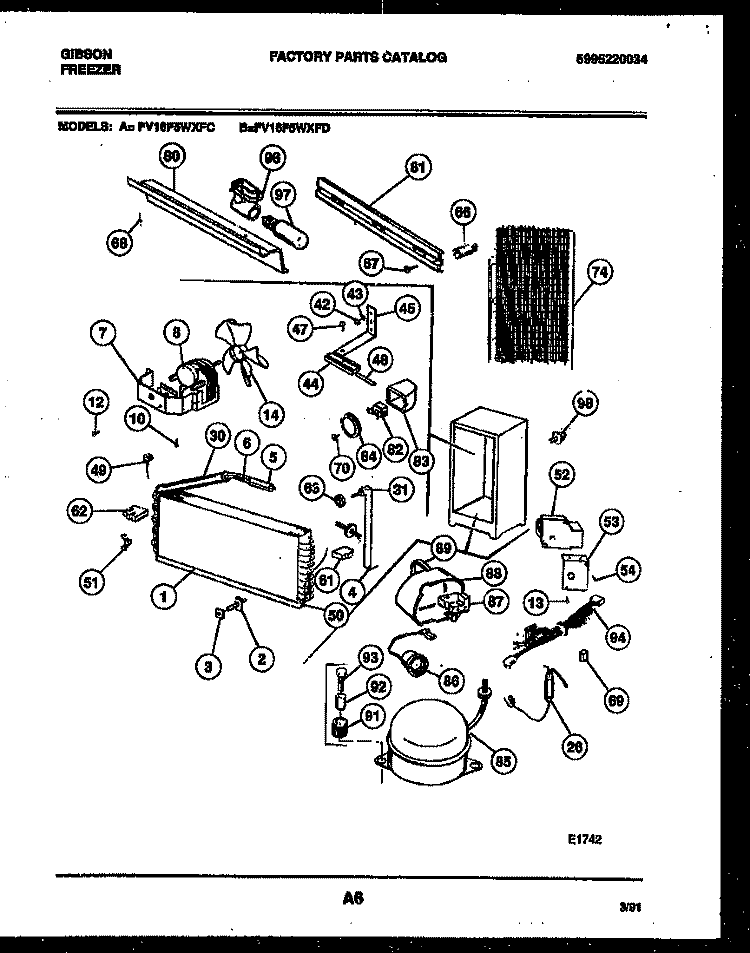 SYSTEM AND AUTOMATIC DEFROST PARTS Diagram and Parts List for FV16F5WXFD  Gibson Freezer