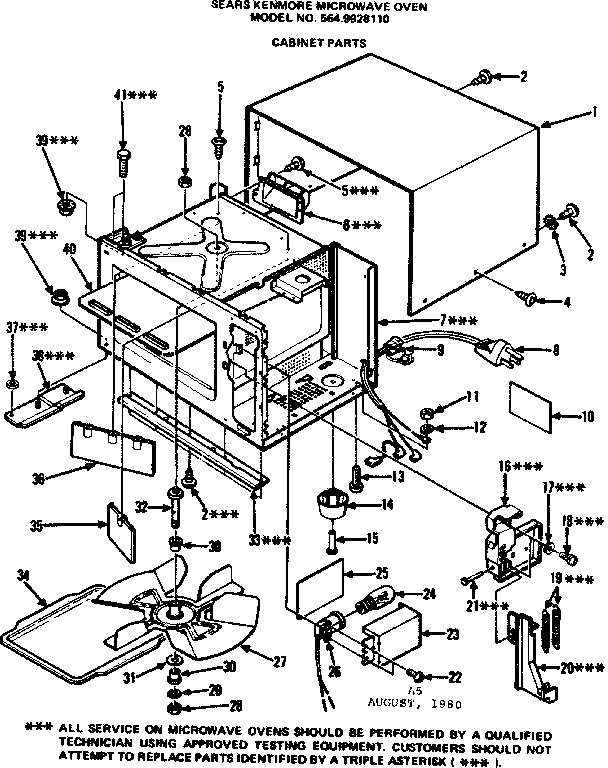 Cabinet Parts Diagram and Parts List for 5649928110  Kenmore Microwave