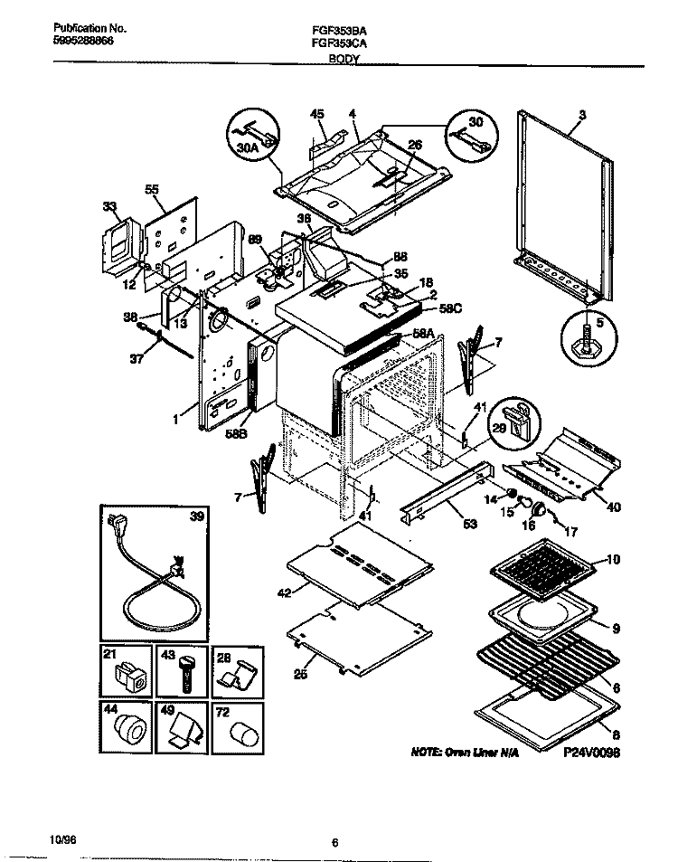 BODY Diagram and Parts List for FGF353CASF  Frigidaire Range