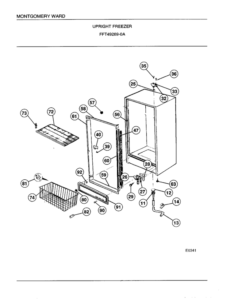 Upright Freezer Page 3 Diagram and Parts List for 49269A  Frigidaire Freezer