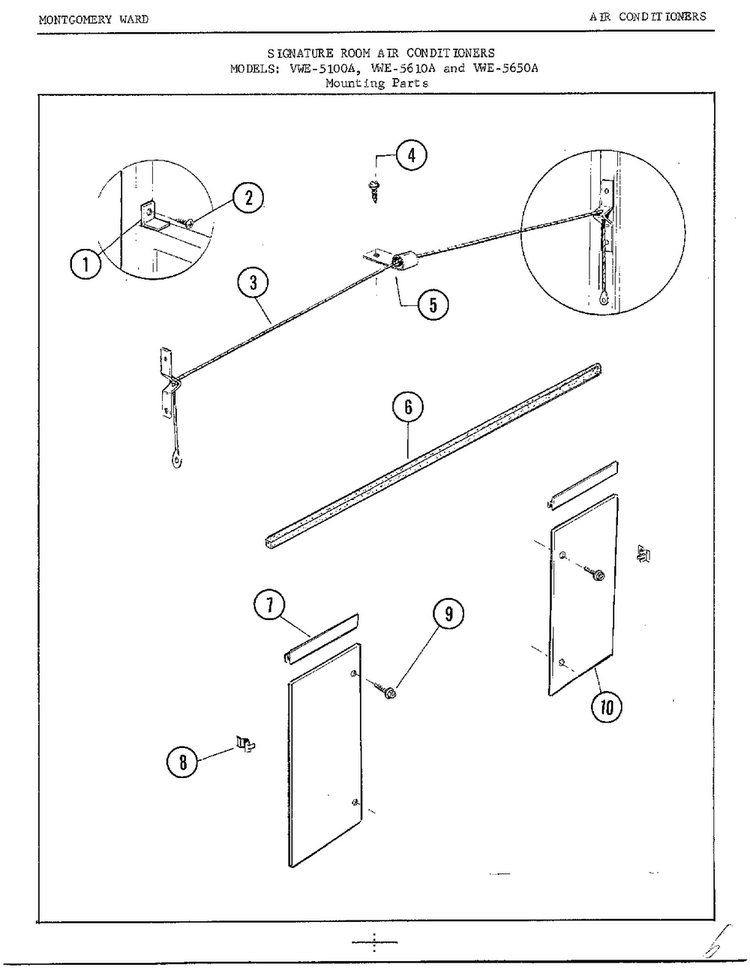 Mounting Diagram and Parts List for 5100A  Frigidaire Air Conditioner