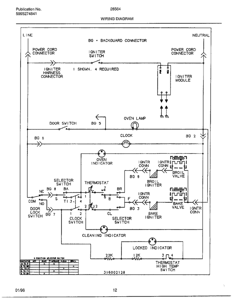 Wiring Diagram Diagram and Parts List for 285647B  Frigidaire Range