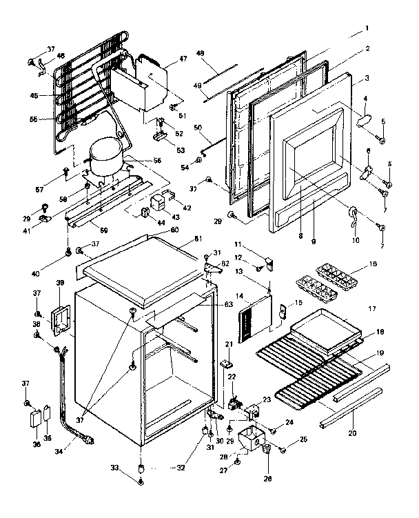 Cabinet Parts Diagram and Parts List for 5648972500  Kenmore Refrigerator