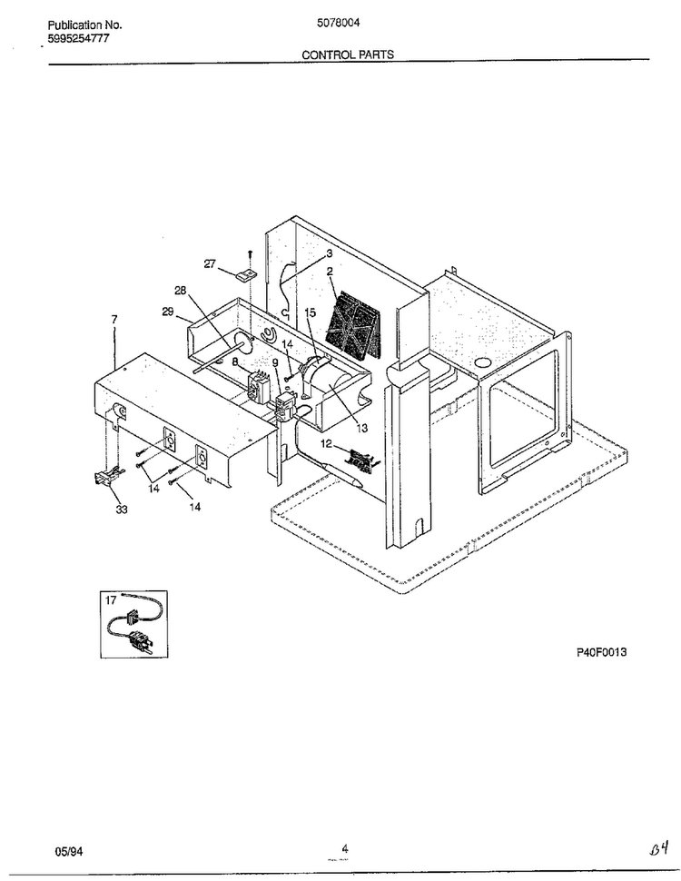 Control Parts Diagram and Parts List for 5078004B  Frigidaire Air Conditioner