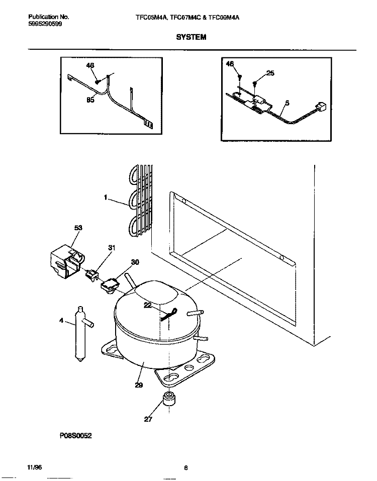 SYSTEM Diagram and Parts List for TFC07M4CW2  Tappan Freezer