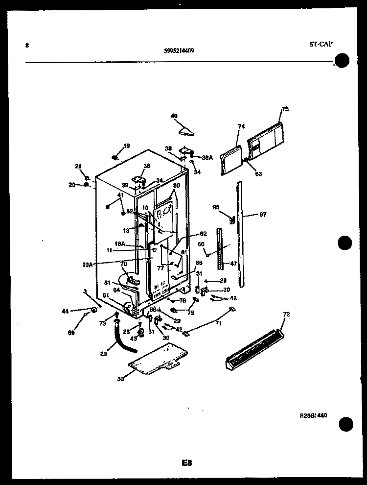 CABINET PARTS Diagram and Parts List for FGI220JN1D  Kelvinator Refrigerator