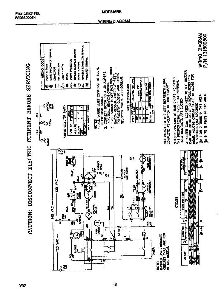 WIRING DIAGRAM Diagram and Parts List for MDE546RES1  Frigidaire Dryer