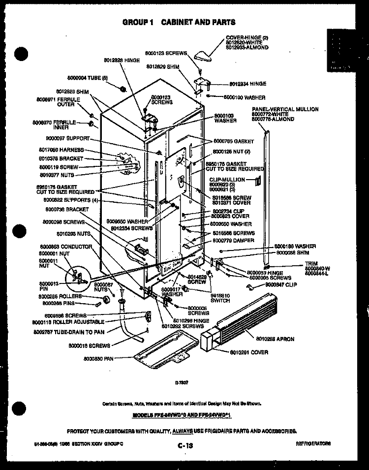 DOOR PARTS Diagram and Parts List for MC1380E2  Frigidaire Microwave