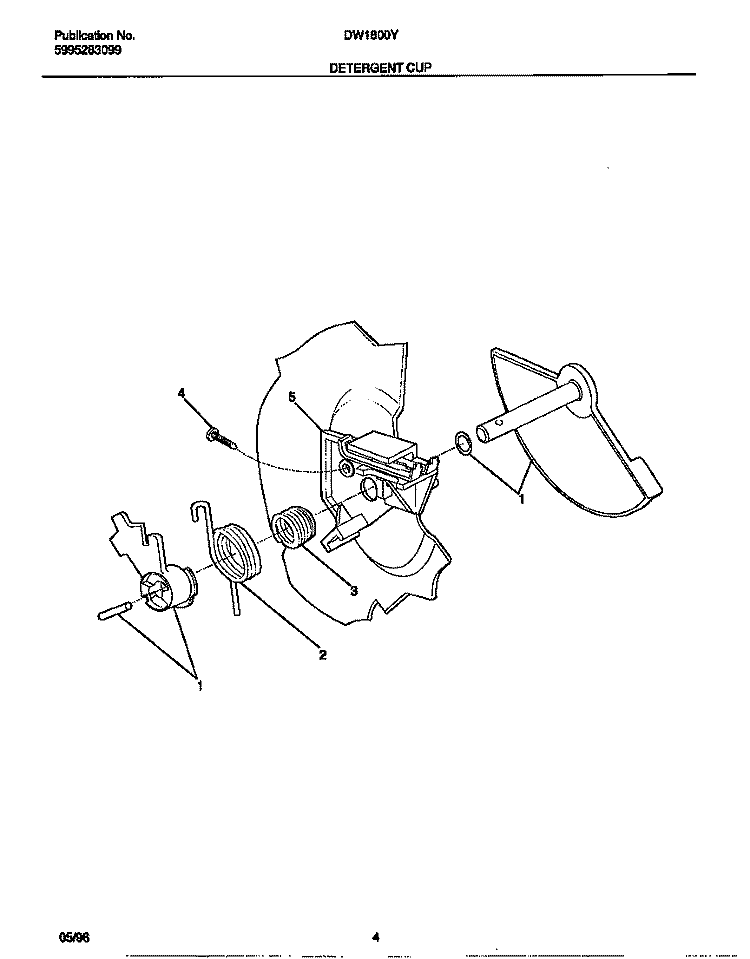DETERGENT CUP Diagram and Parts List for DW1800Y0  Frigidaire Dishwasher