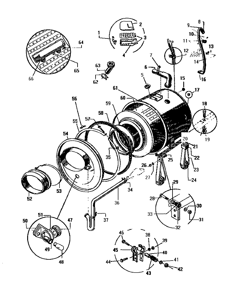 TUBS Diagram and Parts List for LT600EXD1  Frigidaire Washer
