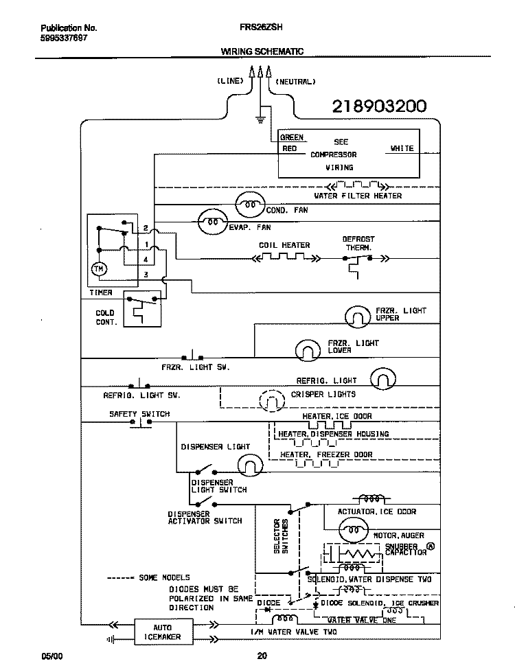 WIRING DIAGRAM Diagram and Parts List for FRS26ZSHB3  Frigidaire Refrigerator