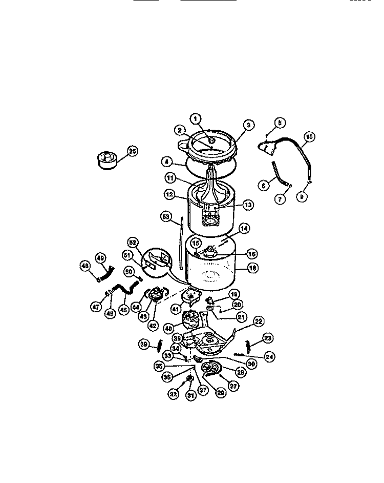 TUB, HOSES, MOTOR Diagram and Parts List for WDSDLW0  Frigidaire Washer