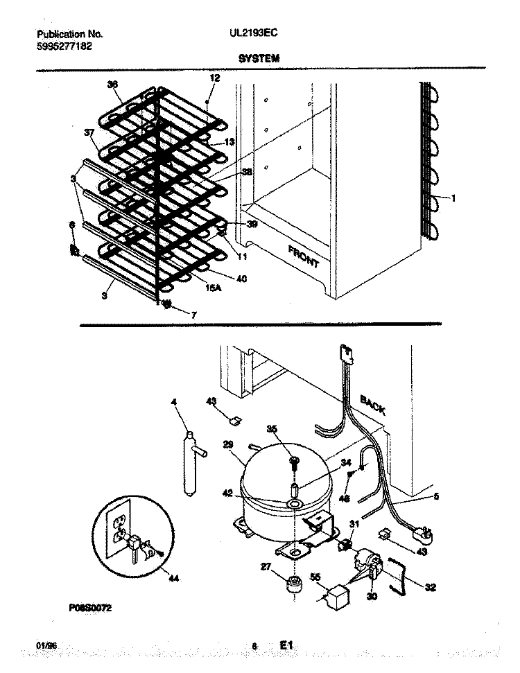 SYSTEM Diagram and Parts List for UL2193ECW6  Electrolux Freezer