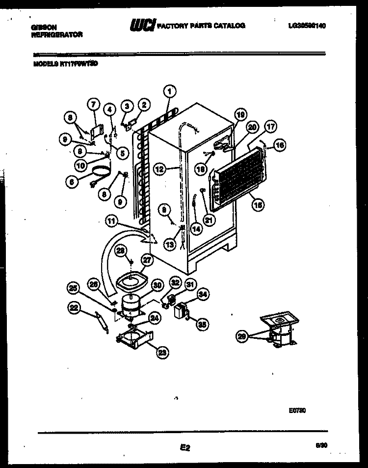 SYSTEM AND AUTOMATIC DEFROST PARTS Diagram and Parts List for RT17F9WT3D  Gibson Refrigerator