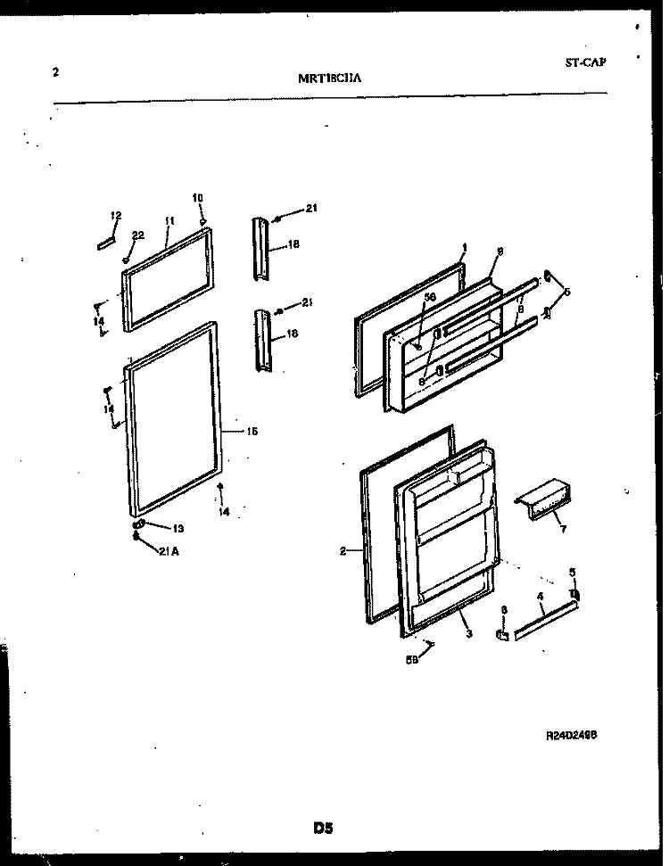 DOOR PARTS Diagram and Parts List for MRT18CHAA0  Frigidaire Refrigerator