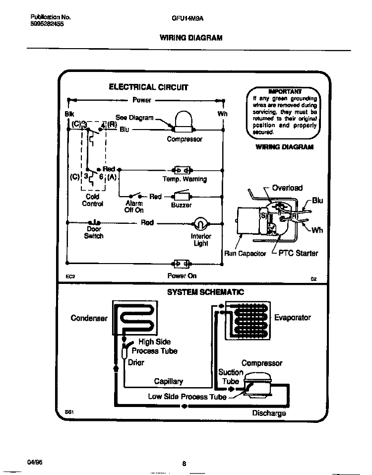 WIRING DIAGRAM Diagram and Parts List for GFU14M9AW7  Gibson Freezer