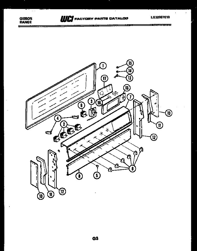 BACKGUARD Diagram and Parts List for CEC4S7DTAA  Gibson Range