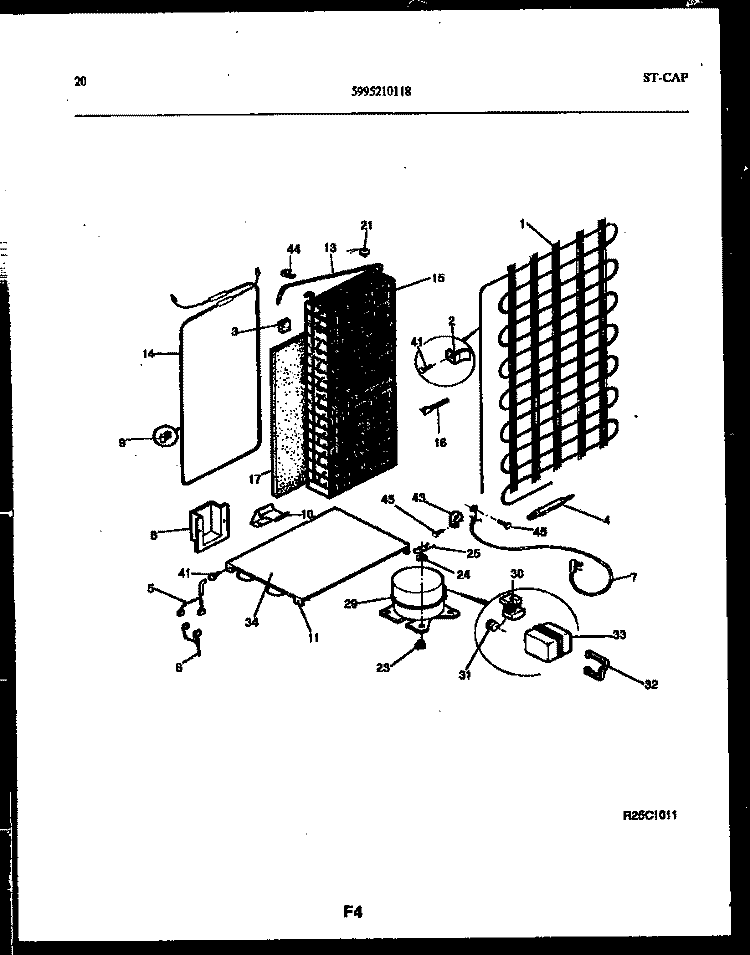 SYSTEM AND AUTOMATIC DEFROST PARTS Diagram and Parts List for FPCE22V3PL0  Frigidaire Refrigerator