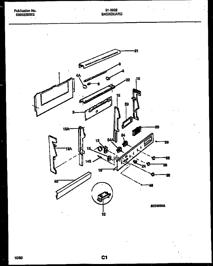 CONTROL PANEL Diagram and Parts List for 73-3751-23-02  Tappan Range