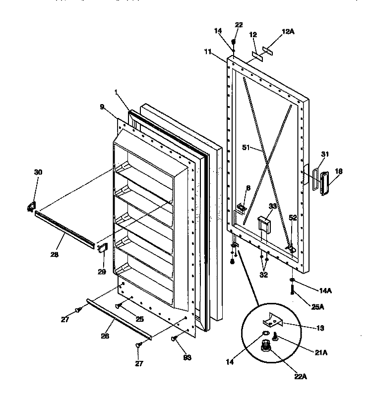 DOOR Diagram and Parts List for GFU12M2AW4  Gibson Freezer