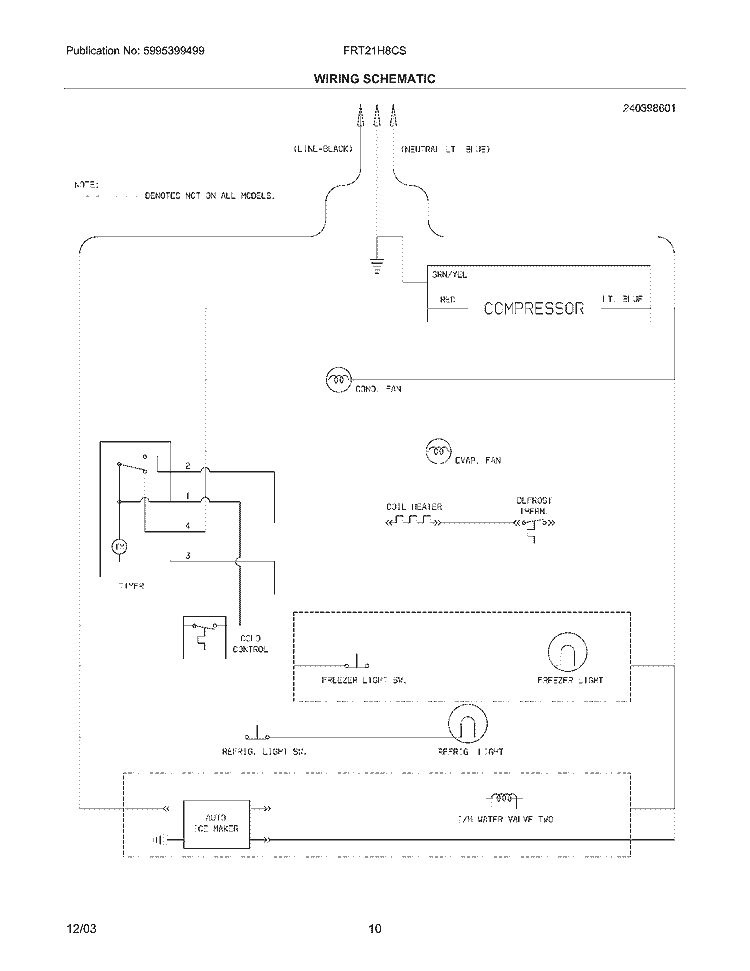 WIRING SCHEMATIC Diagram and Parts List for FRT21H8CSB1  Frigidaire Refrigerator