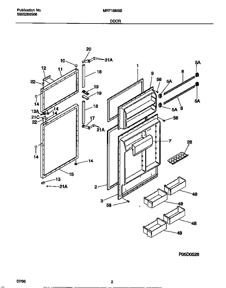 DOOR Diagram and Parts List for MRT18NSBD0  Frigidaire Refrigerator