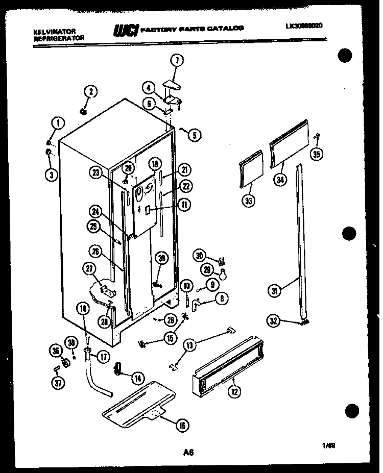 CABINET PARTS Diagram and Parts List for FMK220EN0F  Kelvinator Refrigerator