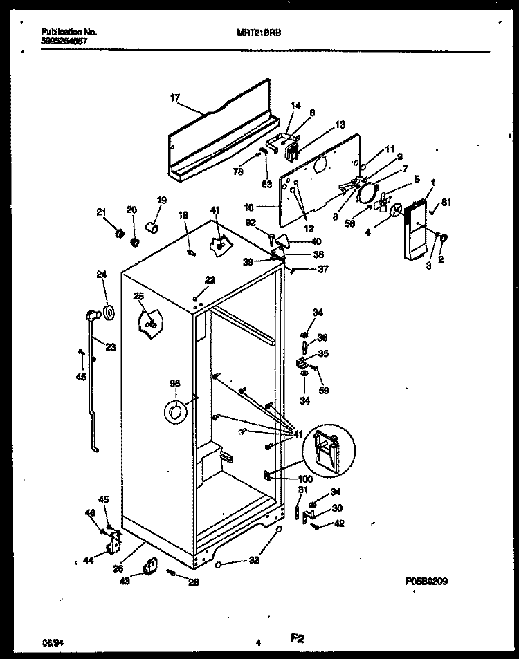 CABINET PARTS Diagram and Parts List for MRT21BRBW0  Frigidaire Refrigerator