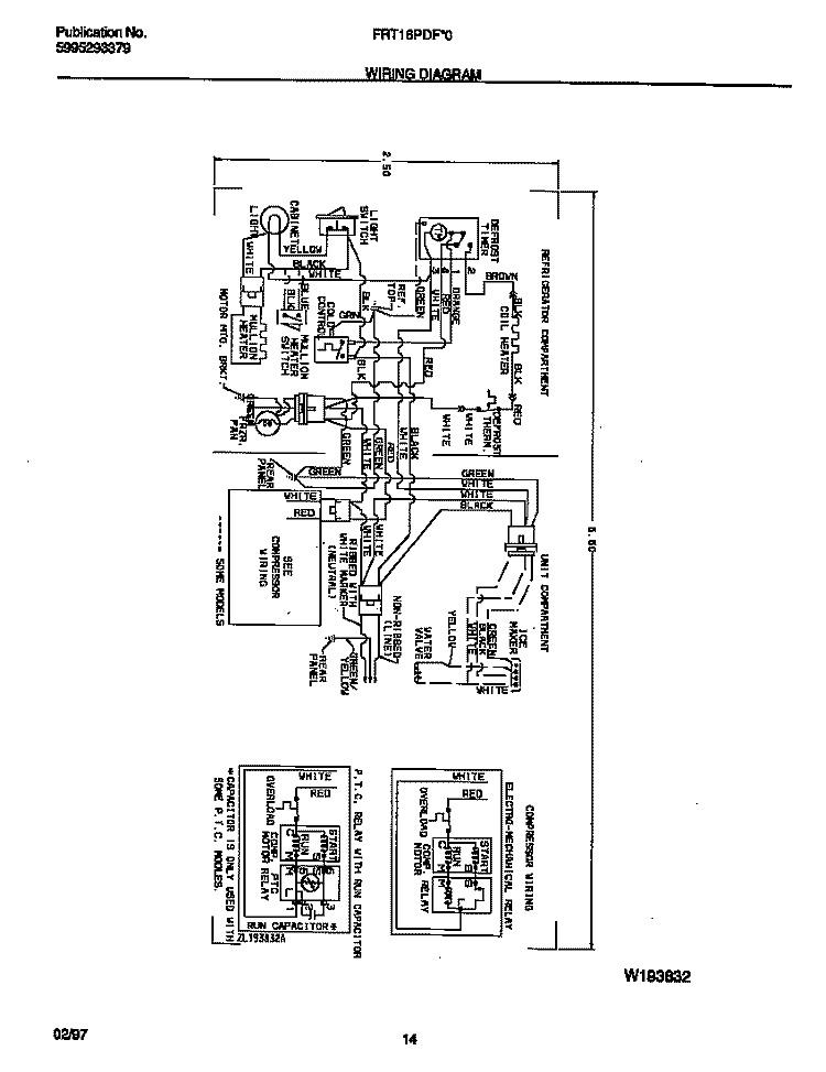 WIRING DIAGRAM Diagram and Parts List for FRT16PDFD0  Frigidaire Refrigerator
