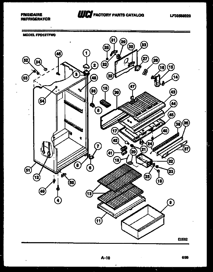 CABINET PARTS Diagram and Parts List for FPD12TFH0  Frigidaire Refrigerator