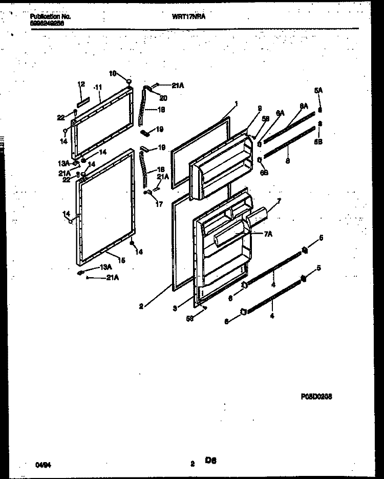 DOOR PARTS Diagram and Parts List for WRT17NRAW0  Frigidaire Refrigerator