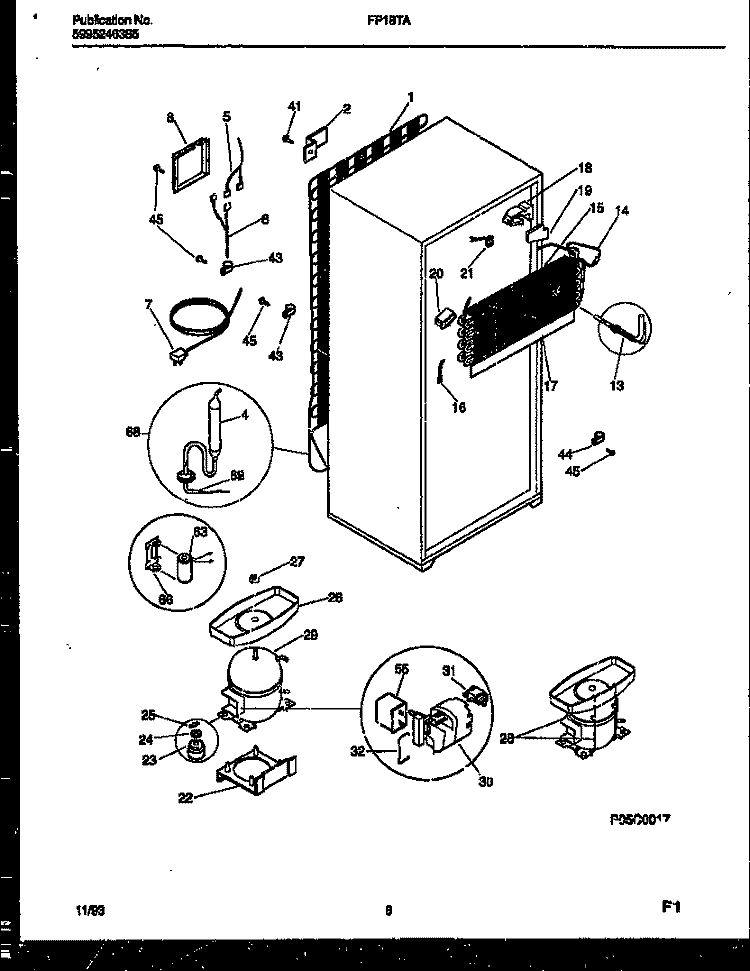 SYSTEM AND AUTOMATIC DEFROST PARTS Diagram and Parts List for FP18TAL0  Frigidaire Refrigerator