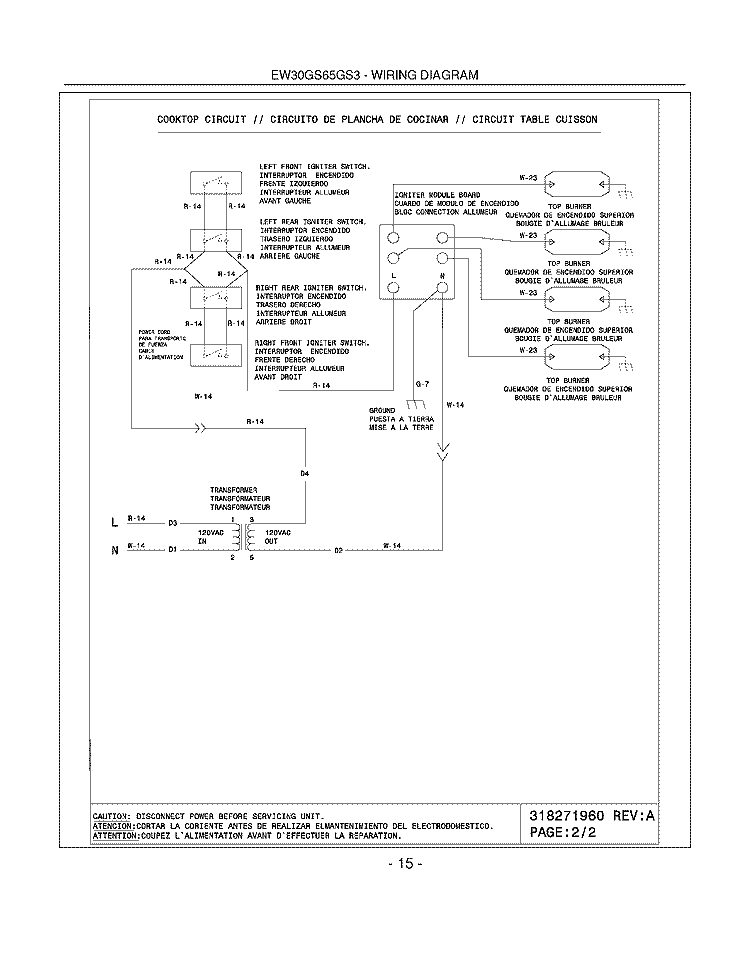 WIRING DIAGRAM Diagram and Parts List for EW30GS65GS3  Electrolux Range
