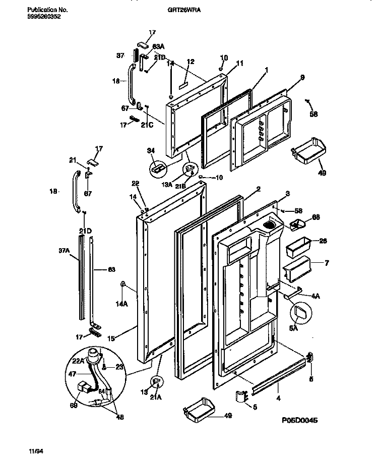 DOOR Diagram and Parts List for GRT26WRAD2  Gibson Refrigerator