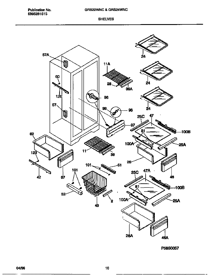 SHELVES Diagram and Parts List for GRS22WNCD2  Gibson Refrigerator