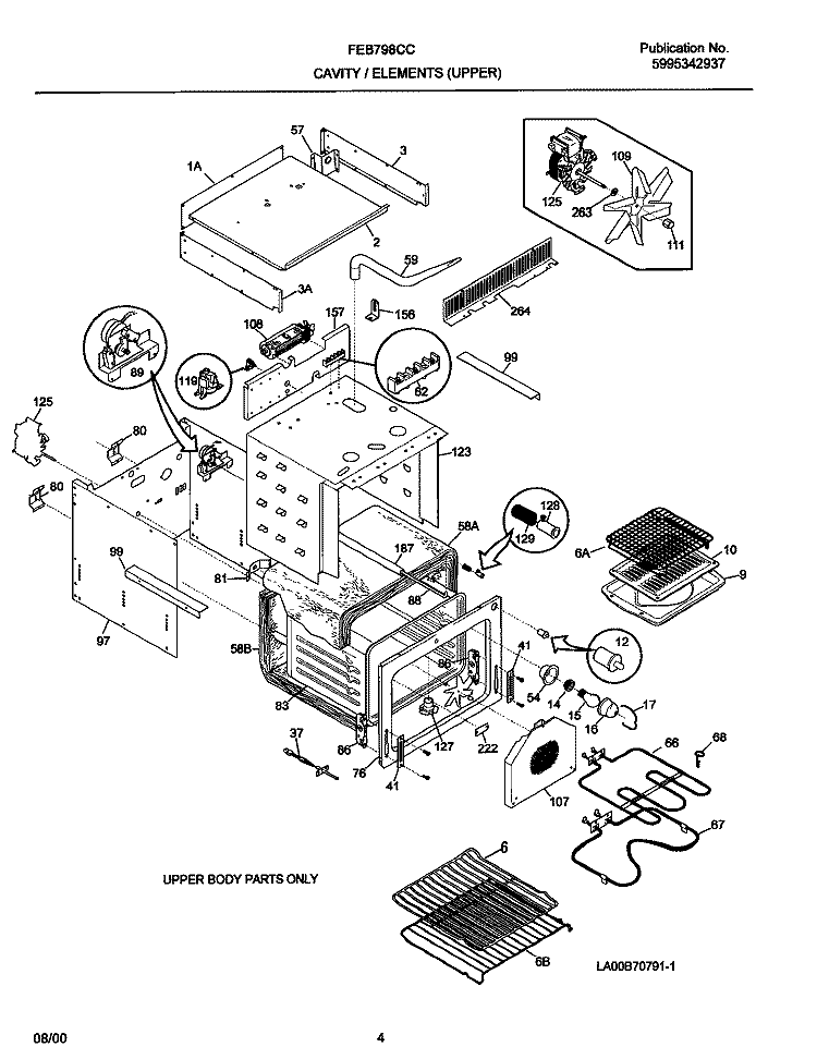UPPER CAVITY / ELEMENTS Diagram and Parts List for FEB798CCSE  Frigidaire Wall Oven