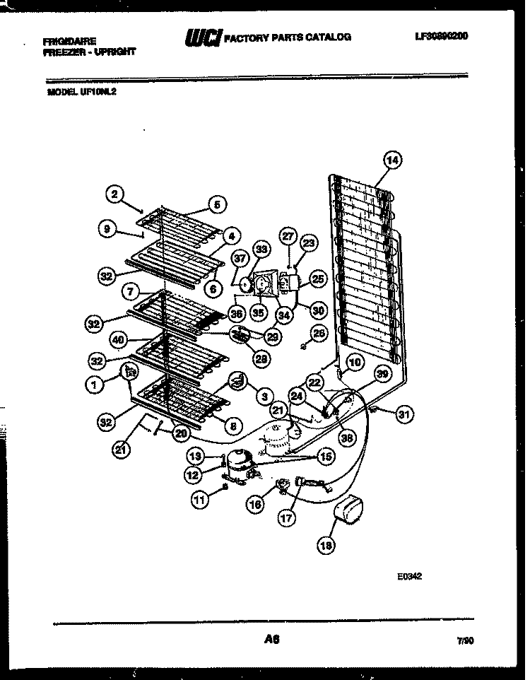 SYSTEM AND ELECTRICAL PARTS Diagram and Parts List for UF10NL2  Frigidaire Freezer