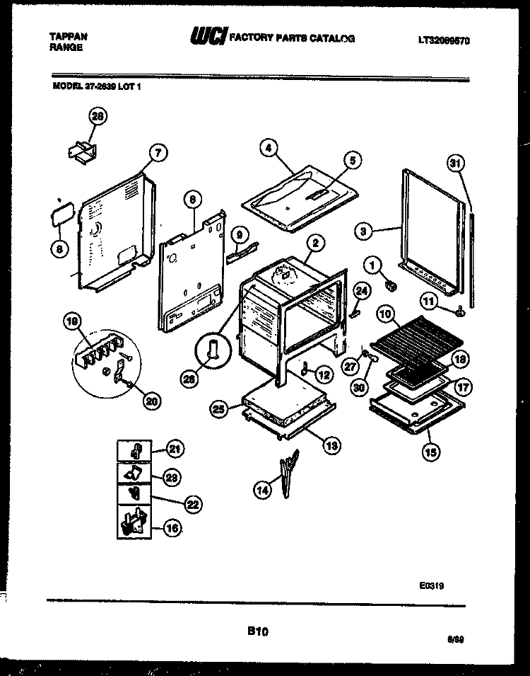 BODY PARTS Diagram and Parts List for 37-2639-00-01  Tappan Range