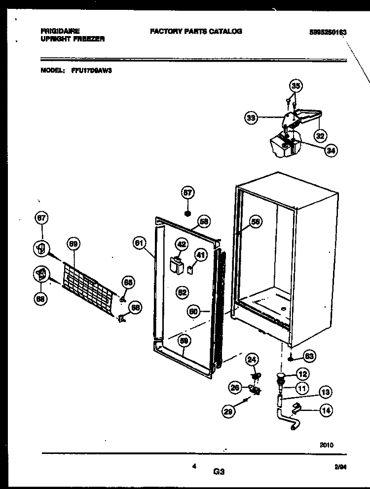 CABINET PARTS Diagram and Parts List for FFU17D9AW3  Frigidaire Freezer