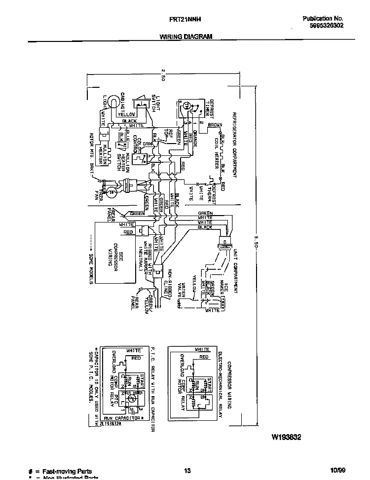 WIRING DIAGRAM Diagram and Parts List for FRT21NNHQ1  Frigidaire Refrigerator