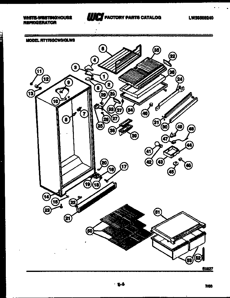 CABINET PARTS Diagram and Parts List for RT175GLH3  Frigidaire Refrigerator
