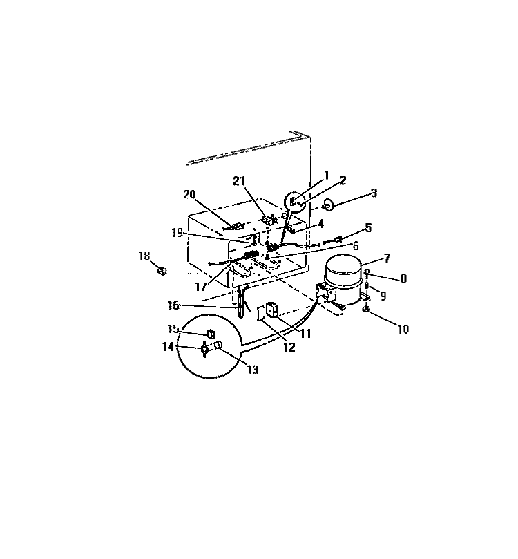 COMPRESSOR, ELECTRICAL CONTROLS Diagram and Parts List for CF16KW3  Frigidaire Freezer