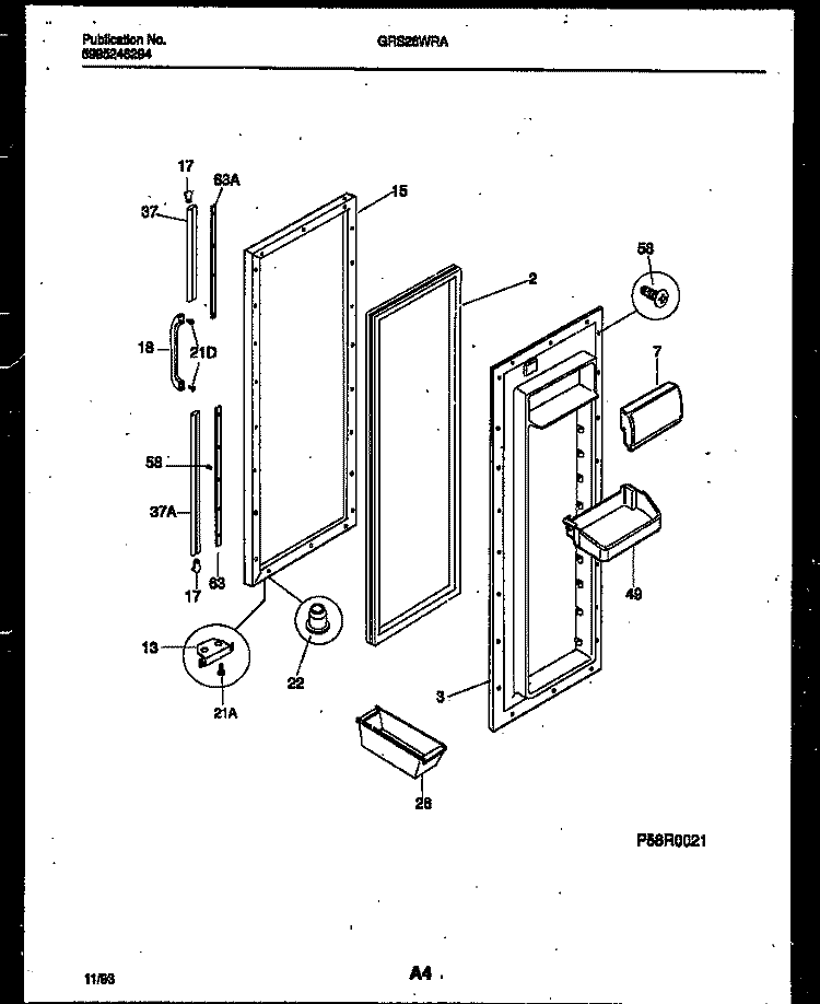 REFRIGERATOR DOOR PARTS Diagram and Parts List for GRS26WRAW0  Gibson Refrigerator