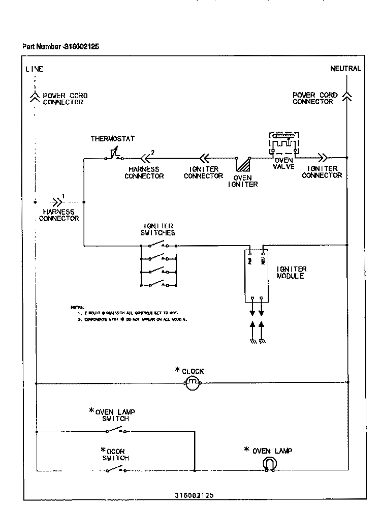 WIRING Diagram and Parts List for MGF324WBSA  Frigidaire Range