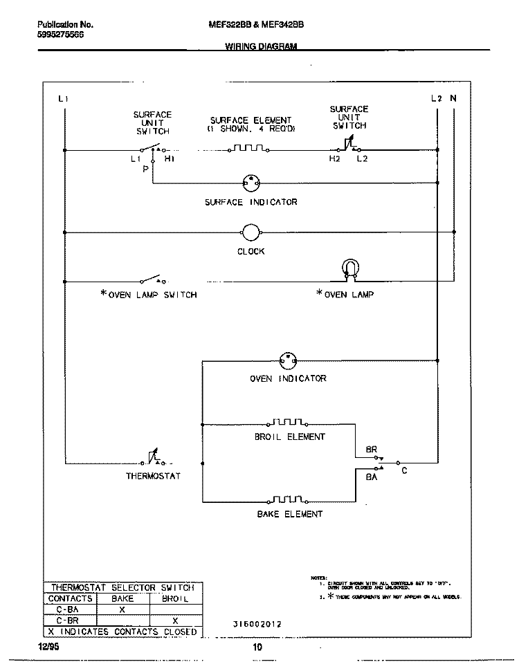 WIRING DIAGRAM Diagram and Parts List for MEF322BBDE  Frigidaire Range