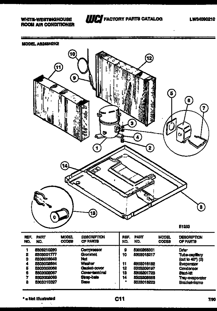 SYSTEM PARTS Diagram and Parts List for AS248N2K2  Frigidaire Air Conditioner